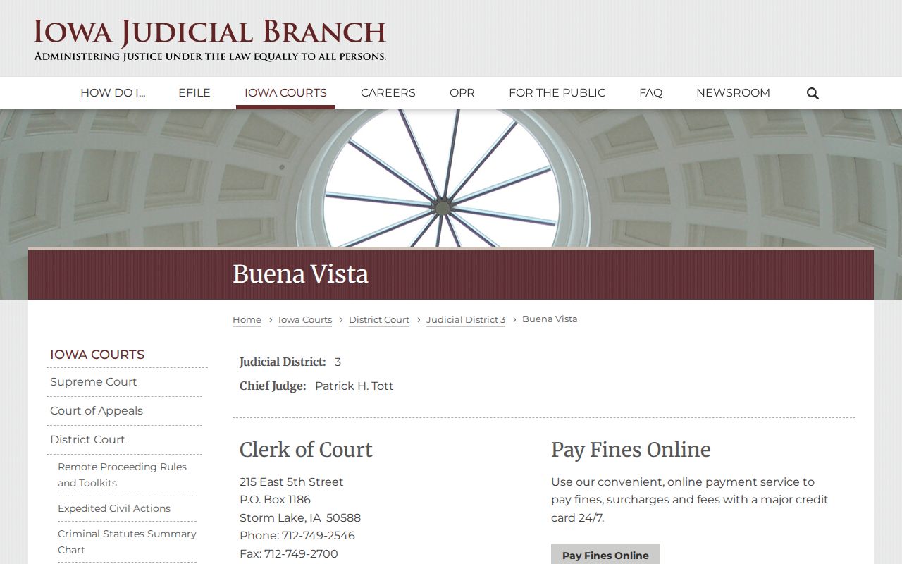 Buena Vista County warrant records clerk and courthouse contacts