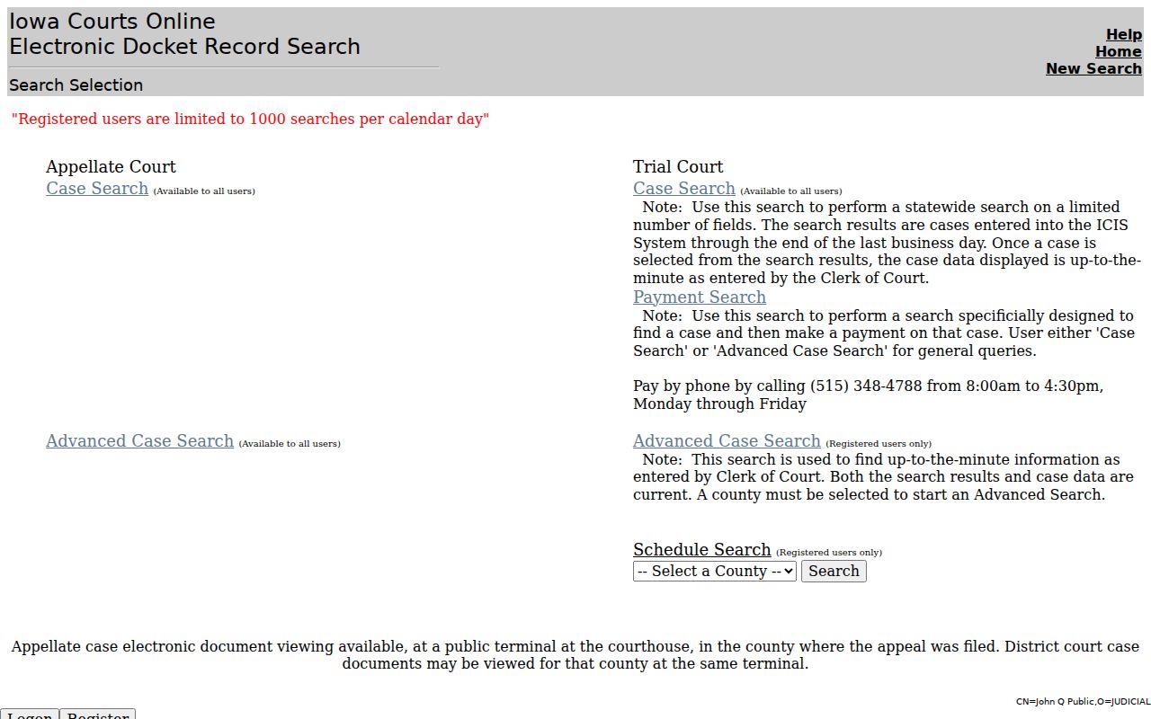 Buena Vista County warrant lookup through Iowa Courts Online
