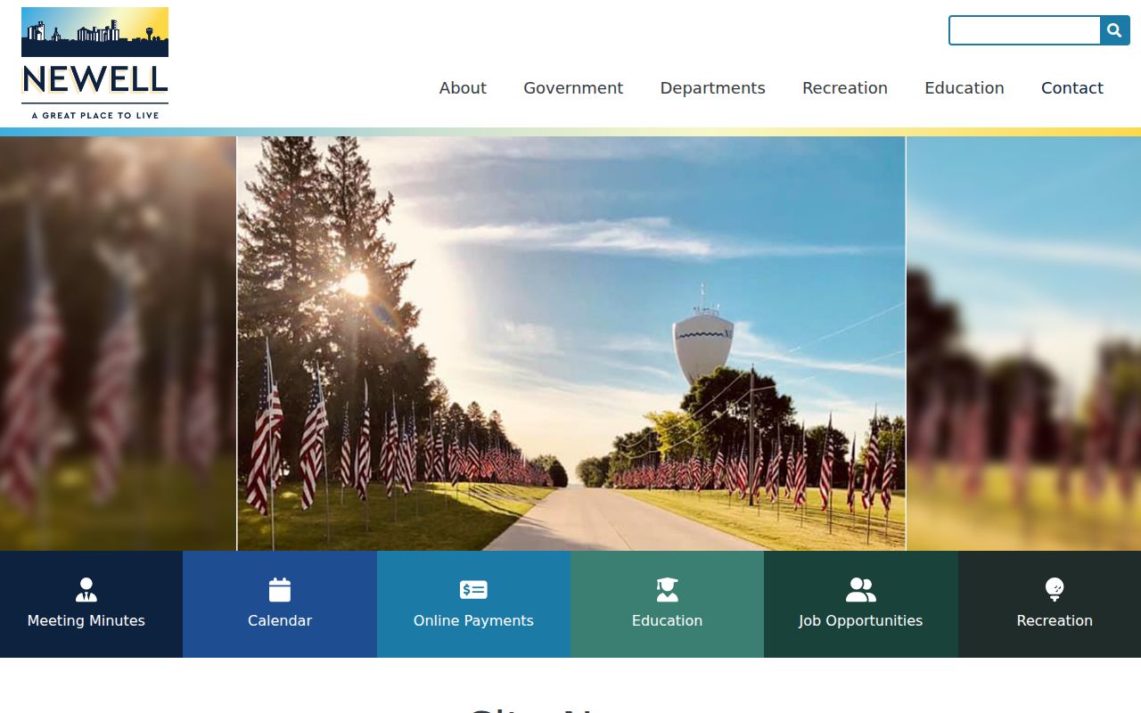 Official Newell city website showing City Hall and public services