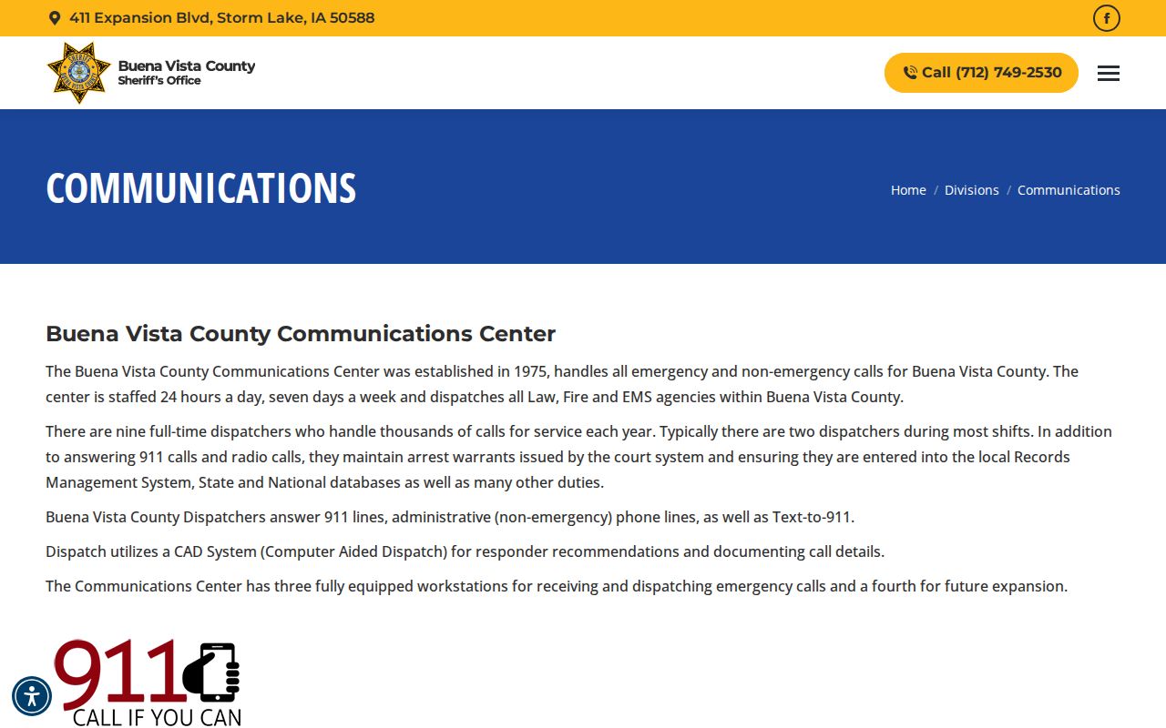 Buena Vista County warrant records communications page